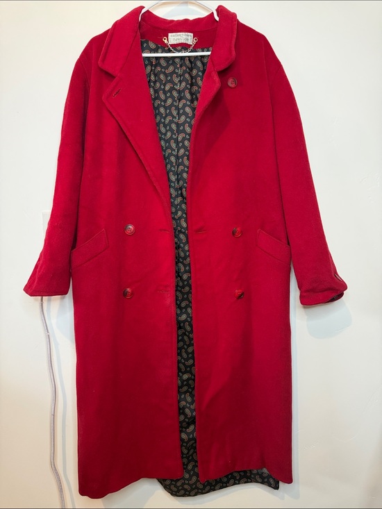 Ashley Scott Jackets & Blazers - Women's Wool Red Double-Breasted Trench Coat by Collection